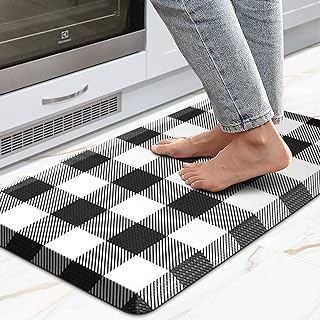 Photo 2 of MAYHMYO Kitchen Mat Anti Fatigue Cushioned Black and White Buffalo Plaid Kitchen Rug Kitchen Floor Mat Non-Skid & Waterproof Ergonomic Comfort Standing Desk Mat for Floor Home Office Sink 17.3"x28"