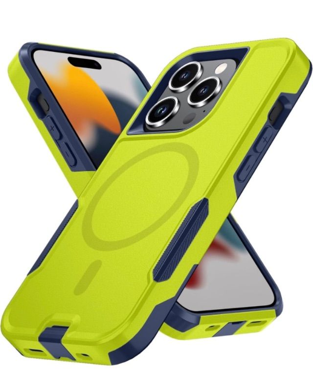 Photo 1 of for iPhone 15 Pro Max Case,Compatible with MagSafe, [Shockproof],with Port Protection,Heavy Duty Protection Magnetic Phone Case Cover for iPhone 15 Pro Max 6.7 inch (Green/Blue)