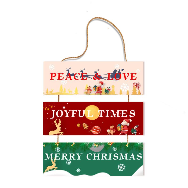 Photo 1 of *** BUNDLE X 2 *** Hinnovy 3 Pieces Christmas Signs Decor- Festive Wooden Door & Wall Decor - Peace & Love, Joyful Times, Merry Christmas - 11.8x4 inch Each Panel