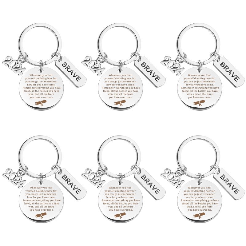 Photo 1 of *** BUNDLE X 2 *** Bonuci 2024 Graduation Inspirational Key Chain Student Graduation Gifts College Class of 2024 Keychain with Gift Boxes(Whennever You Find, 6 Pieces)