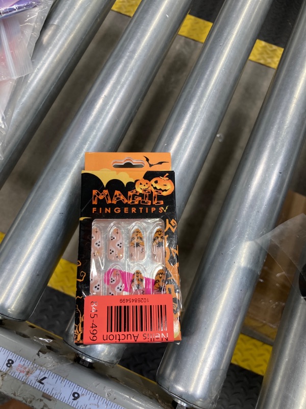 Photo 2 of *** BUNDLE  2 *** YOSOMK Halloween Press on Nails Almond Medium Fake Nails Glossy Ombre Orange Glue on Nails with Pumpkin Ghost Designs Funny Full Cover False Nails Artificial Nails for Women