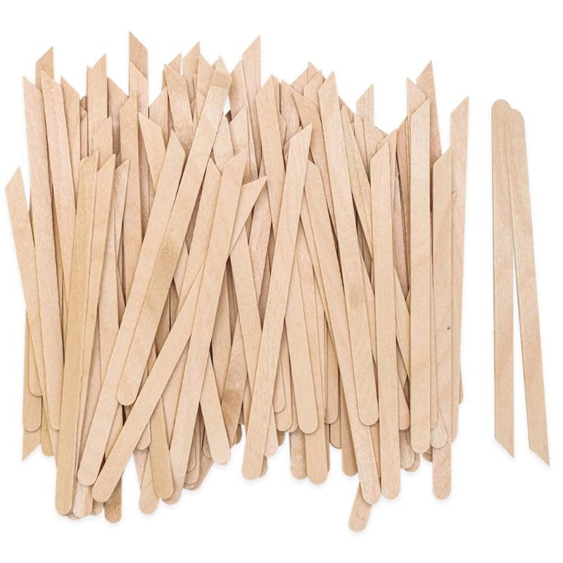 Photo 1 of 250 Pieces Small Wax Sticks Wood Spatulas Applicator Craft Sticks for Body Hair Eyebrow Lip Nose Removal Slanted/Round (Pack of 250)