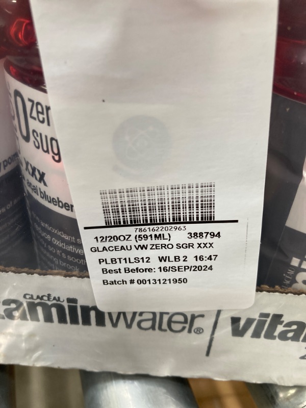 Photo 3 of 
vitaminwater zero sugar xxx, electrolyte enhanced water w/vitamins, açai-blueberry-pomegranate drinks, 20 fl oz, 12 Pack