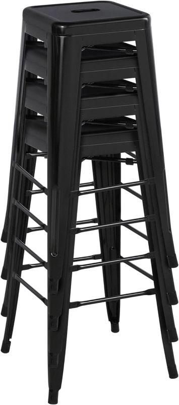 Photo 1 of ***(CHAIR SLIGHTLY BENT)***
Yaheetech 30'' Metal Bar Stools 4PCS Bar Height Barstools Stackable Bar Chairs for Bistro/Patio/Cafe/Restaurant/Dining Room/Kitchen, Black