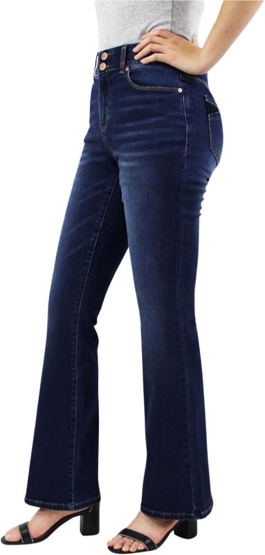 Photo 2 of Dark Wash Tummy Control Bootcut Jeans with Back Yoke Details