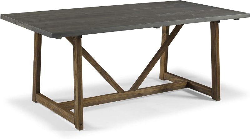 Photo 1 of ***TOP ONLY*** Walker Edison Maui Modern Solid Acacia Wood Slatted Patio Dining Table, 78 Inch, Grey
