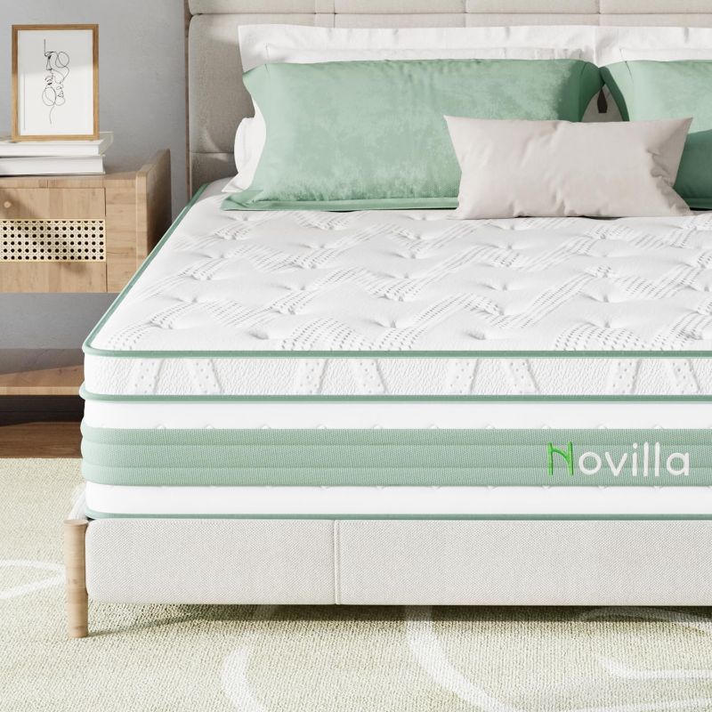 Photo 1 of ***HAS BEEN EXPANDED*** Novilla FULL Mattress, 12 Inch Hybrid Mattress, High Density Gel Foam with Pocket Coils for a Cozy Sleep, Motion Isolation Medium Firm FULL Size Mattress, Pillow Top Mattress, Balance Support