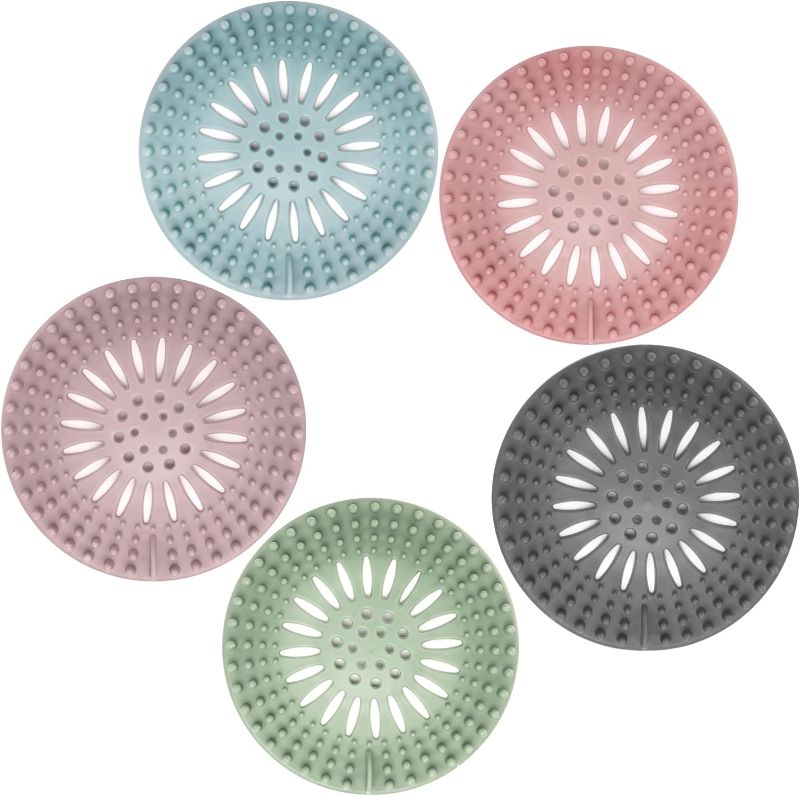 Photo 1 of 16 Hair Catcher Durable Silicone Hair Stopper Shower Drain Covers Easy to Install and Clean Suit for Bathroom Bathtub and Kitchen 4 Pack