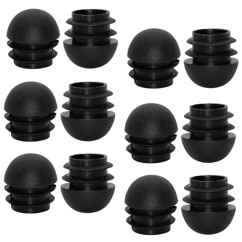 Photo 1 of 3/4" Domed Plug Pipe Cap, HANSHILAI 19 mm Black Plastic End Caps Plugs, 12 Pcs Round Tube Inserts Furniture Glides End Caps Plugs, Chair Leg Glide Feet Protectors 3/4" (19 mm)