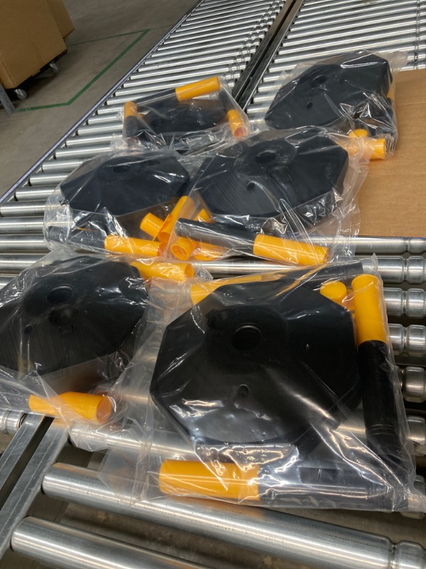 Photo 1 of VEVOR Adjustable Traffic Delineator Post Cones, 6Pack, Traffic Safety Delineator Barrier with Fillable Base 3 Chain, for Traffic Control Warning Parking Lot Construction Caution Roads, Yellow&Black Black & Yellow 6 Pack