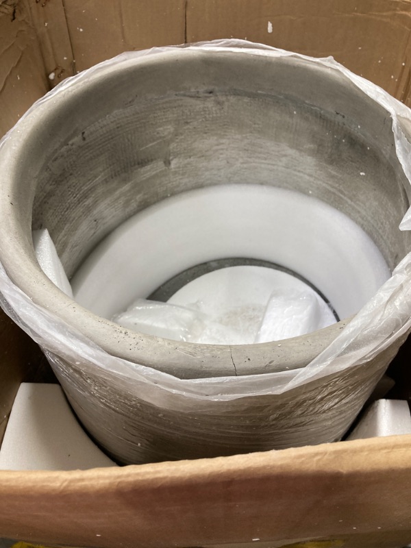 Photo 1 of 17.3 in., 13.4 in. & 10.6 in. H Round Weathered Concrete Planter, Outdoor Indoor Large Containers w/Drainage Holes Set-3