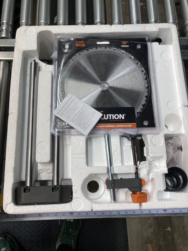 Photo 2 of ***(USED)***
Evolution Power Tools R255SMS+ PLUS 10-Inch Sliding Miter Saw Plus Multi-Material Multi-Purpose Cutting Cuts Metal, Plastic, Wood & More 0? - 45? Bevel & 50? - 50? Miter Angles TCT Blade Included