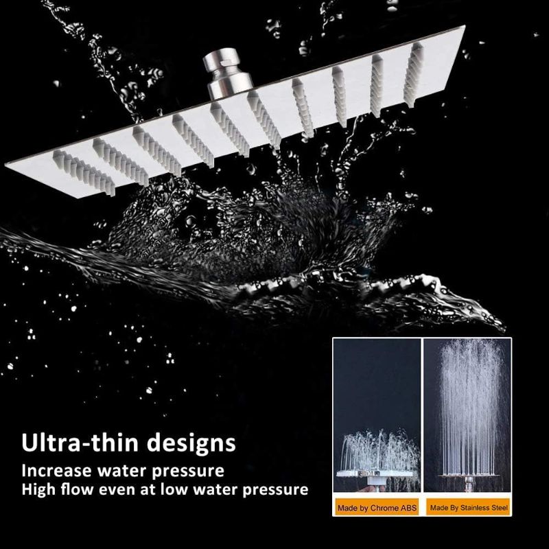 Photo 1 of Rain Shower head, NearMoon High Flow Stainless Steel Square Rainfall ShowerHead, High Pressure Design, Awesome Shower Experience Even At Low Water Flow (8 Inch, Chrome Finish)