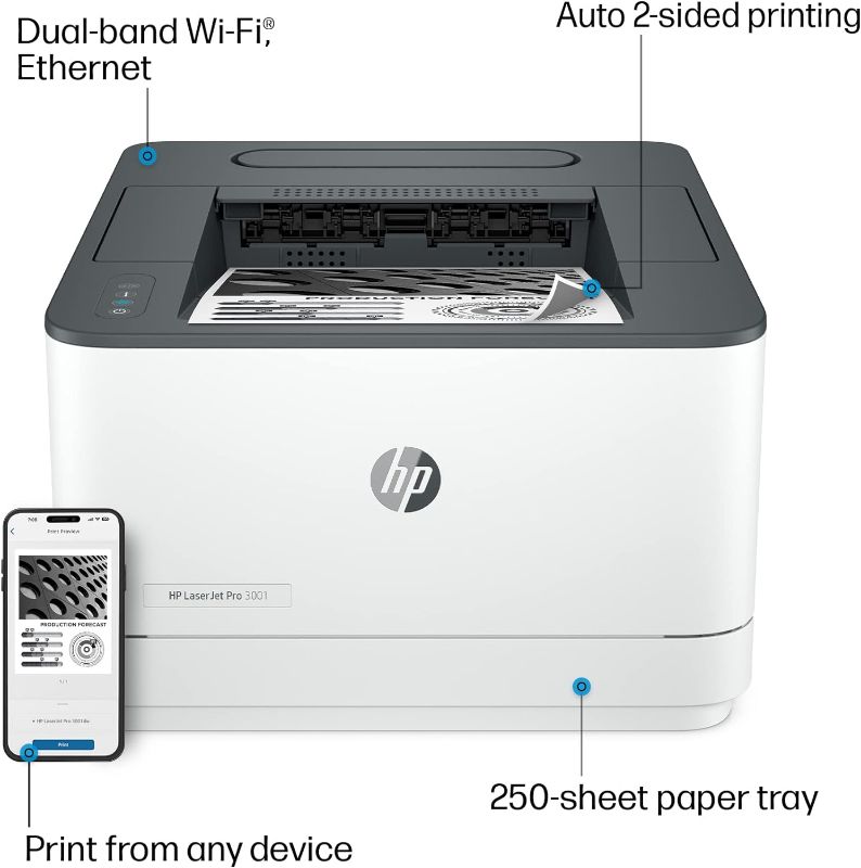 Photo 1 of HP LaserJet Pro 3001dw Wireless Duplex Monochrome Laser Printer with HP+