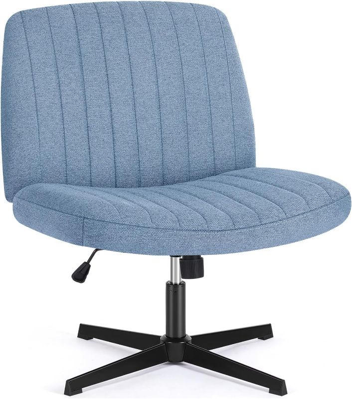 Photo 1 of Sweetcrispy Office Chair No Wheels - Armless Desk Chair No Wheels Cross Legged Office Chair Wide Swivel Home Office Desk Chairs