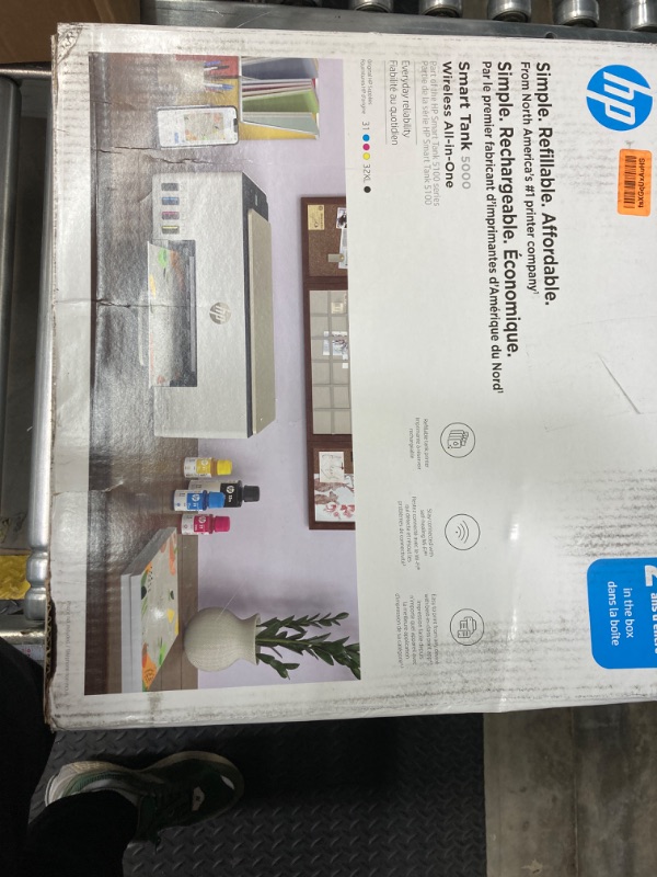 Photo 1 of HP Smart Tank 5000 Wireless All-in-One Ink Tank Printer with up to 2 years of ink included, mobile print, scan, copy, white, 17.11 x 14.23 x 6.19