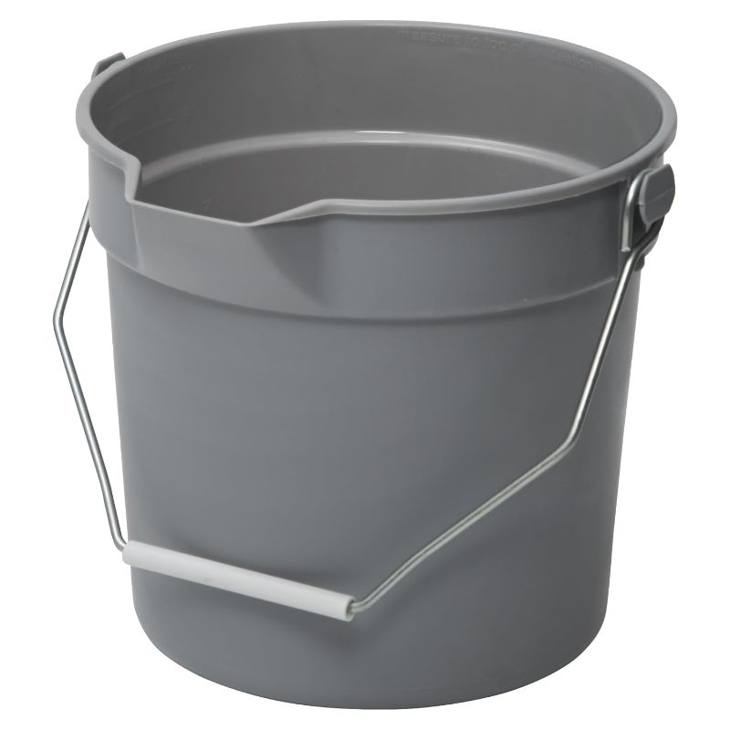 Photo 1 of Winco Heavy-Duty Plastic Bucket/Utility Pail with Pour Spout, 10 Quart, Gray