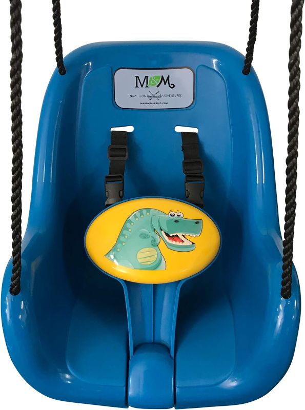 Photo 1 of Dinosaur Toddler Swing, Inspire Outdoor Play, Encourage Imaginative Fun! Durable High Back Bucket Swing Seats Baby and Toddler Safely & Comfortably, Perfect Backyard Playground Toy, Blue/Yellow