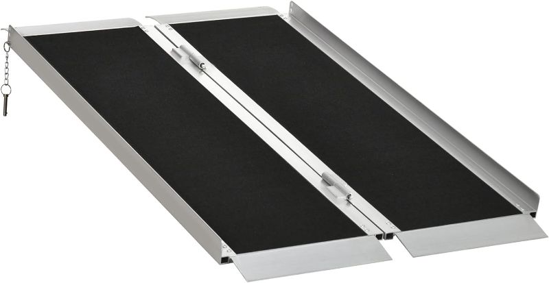 Photo 1 of HOMCOM 4ft Portable Wheelchair Ramp Aluminum Threshold Mobility Single-fold for Scooter with Carrying Handle