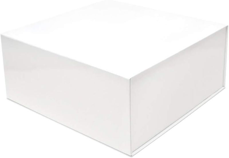 Photo 1 of 14" Premium White Corrugated Pizza Boxes Take Out Containers, DIY Decoration for Gift Box by SAI (10 Pack) (14" Length x 14" Width x 1.8" Depth)