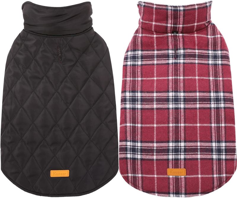 Photo 1 of 2 PACK BUNDLE///Warm Dog Coat, Reversible Waterproof Winter Dog Jacket Coat - British Style Plaid Dog Clothes Vest