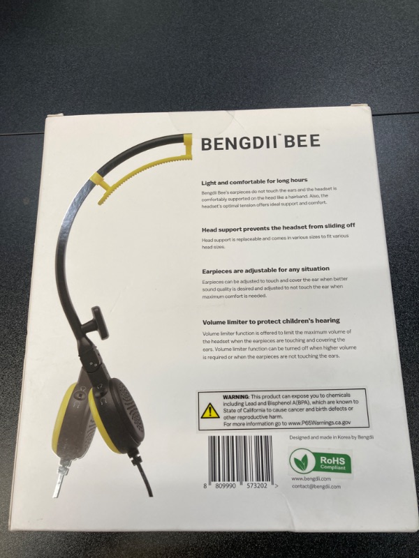 Photo 3 of Bengdii Bee Off Ear Headphones, Max Comfort Ear Speakers, Noncontact Earpieces, Lightweight Open Ear Headsets, Microphone, 3.5mm Jack for School/Teens/Kids/Phone/Tablet/Laptop, Korean Made, Yellow