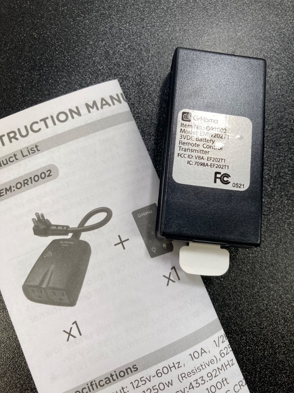 Photo 7 of ***2 PACK*** G-Homa Outdoor Remote Control 3-Prong Outlets, Wireless Remote Light Switch Outlets for Christmasr Tree Light, Weatherproof, 100 FT Range, ETL Listed (Battery Included) 1 Remote 1 Outlet