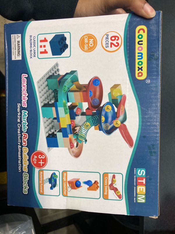 Photo 4 of COUOMOXA Marble Run Building Blocks: Classic Big Blocks STEM Toy Bricks Kids Race Track Compatible Gift for Boys Grils Ages 3 4 5 6 Years Old Pre-School Classroom Educational Toy 106 Marble Run