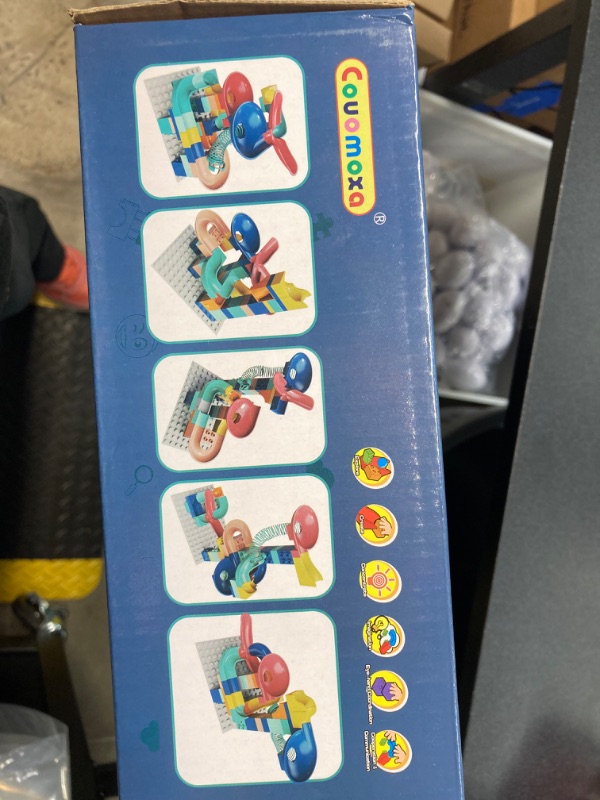 Photo 1 of COUOMOXA Marble Run Building Blocks: Classic Big Blocks STEM Toy Bricks Kids Race Track Compatible Gift for Boys Grils Ages 3 4 5 6 Years Old Pre-School Classroom Educational Toy 106 Marble Run