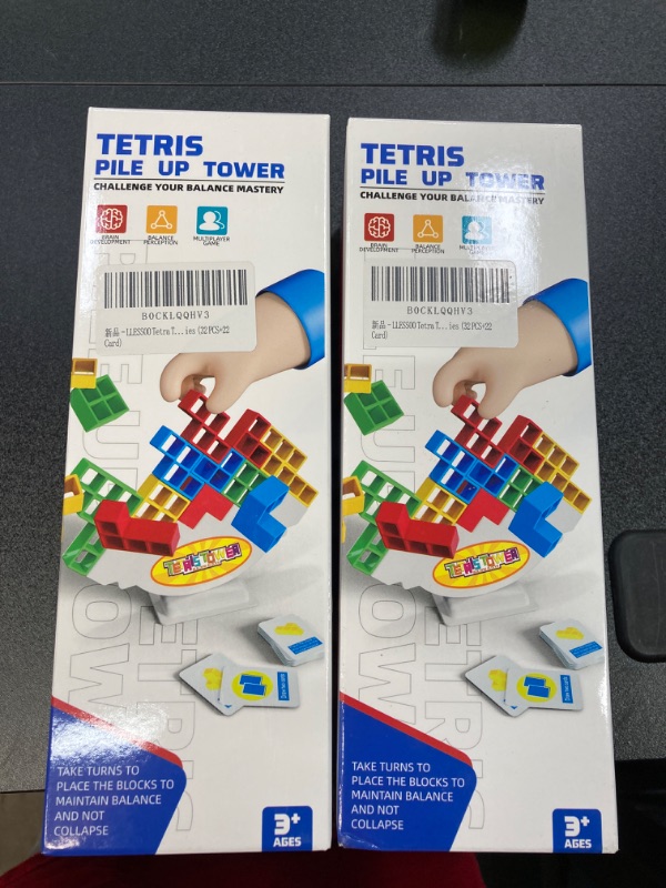 Photo 2 of 2 PACK BUNDLE///Tetra Tower Game-32 PCS Stacking Building Block Game,Team Tower Game for Kids & Adults?Family Board Game?Tetris Tower Game?Perfect for Family Games, Parties 32 PCS+22 Card