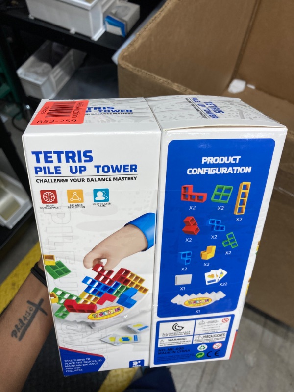 Photo 2 of 2 PACK BUNDLE///Tetra Tower Game-32 PCS Stacking Building Block Game,Team Tower Game for Kids & Adults?Family Board Game?Tetris Tower Game?Perfect for Family Games, Parties 32 PCS+22 Card