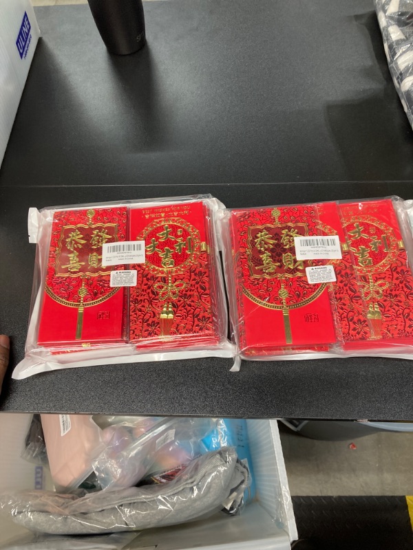 Photo 2 of 2 PIECE BUNDLE! Winlyn 120 Pcs 6 Designs Chinese Hong Bao Lucky Money Envelopes Asian Red Envelopes Red Packets Lai See Packet Cash Envelopes Red Pockets for Lunar New Year Wedding Birthday Year of the Dragon 2024 Style-5