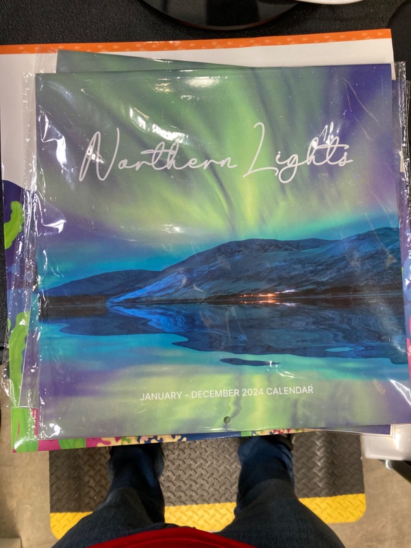 Photo 2 of # PIEFCE CALENDAR DEAL! 2024-2025 Wall Calendar - Nothern lights Calendar 2024-2025, July 2024 - December 2025, 12" x 24" (Open), 18 Month Wall Calendar with Hanging Holes 2024 Nothern Lights Calendar