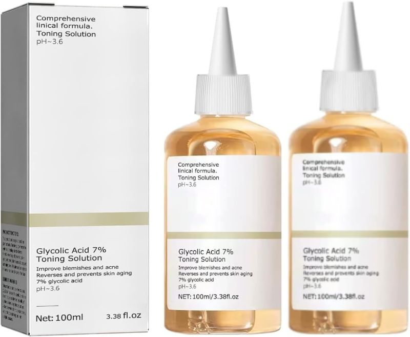 Photo 1 of 2 PACK BUNDLE///2PCS Glycolic Acid 7% Toner, Glycolic Acid 7% Toning Resurfacing Solution, Facial Exfoliation Astringe Pores, Hydrates and Reduces Skin Blemishes (100ML)