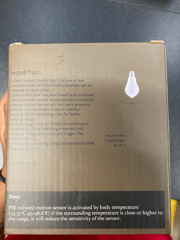 Photo 1 of 3 PACK BUNDLE///USEFULTEK LED Motion Sensor Light Bulbs-E26 Base Motion Sensor Outdoor Light Bulbs,Auto on/Off LED Security Smart Bulbs,9W(80W Equivalent),(2 Pack) 6000k Cool White 9.0 Watts