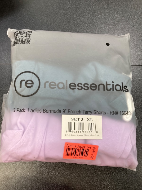 Photo 2 of Real Essentials 3 Pack: Womens Cotton French Terry 9" Bermuda Short Pockets-Casual Lounge Athletic (Available in Plus) Regular Fit X-Large 9" Inch Set 3