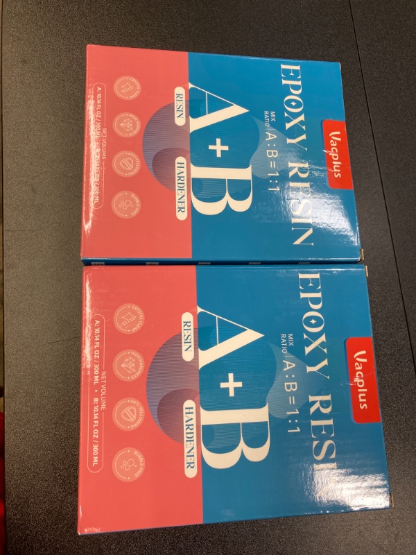 Photo 2 of 2 PACK BUNDLE///Vacplus Epoxy Resin, 20.28oz Epoxy Resin Kit, Crystal Clear Resin Epoxy, Self Leveling, Easy Mix 1:1 Resin Supplies, Bubble Free Epoxy Resin Accessories for Coating, Jewelry Making, Crafting