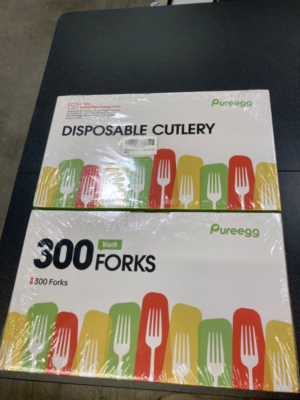 Photo 2 of 2 PACK BUNDLE//Plastic Forks - 300 Packs, Premium 7" Disposable Forks, Heat-Resistant & BPA-Free Plastic Forks Heavy Duty, Party Supplies, Clear Plastic Forks for Office, Picnics, Restaurants, Everyday Use