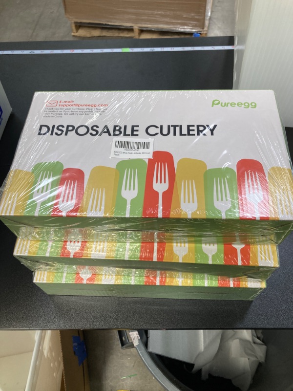 Photo 1 of 3 PIECE BUNDLE! Plastic Forks - 300 Packs, Premium 7" Disposable Forks, Heat-Resistant & BPA-Free Plastic Forks Heavy Duty, Party Supplies, White Plastic Forks for Office, Picnics, Restaurants, Everyday Use White Forks