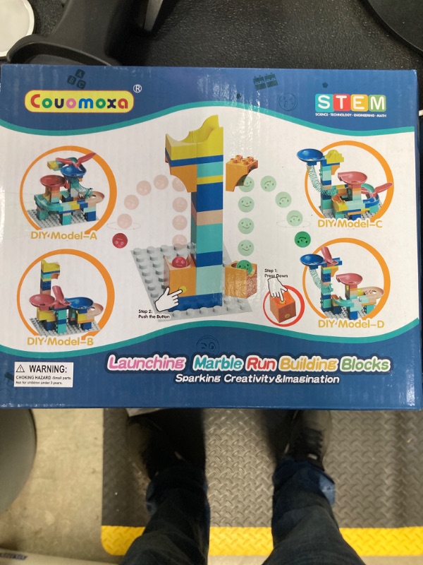 Photo 2 of COUOMOXA Marble Run Building Blocks: Classic Big Blocks STEM Toy Bricks Kids Race Track Compatible Gift for Boys Grils Ages 3 4 5 6 Years Old Pre-School Classroom Educational Toy 106 Marble Run