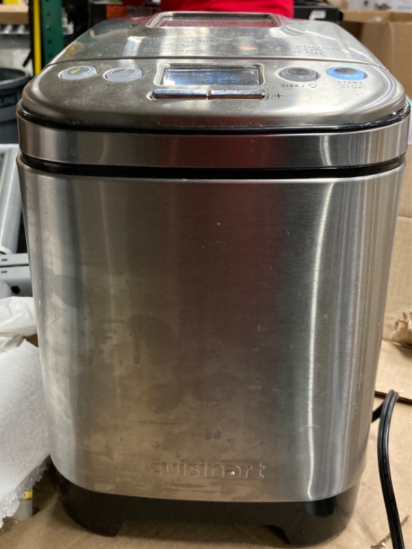 Photo 1 of ***Screw to lid is missing , Needs to be cleaned ***Cuisinart Bread Maker Machine, Compact and Automatic, Customizable Settings, Up to 2lb Loaves, CBK-110P1, Silver,Black