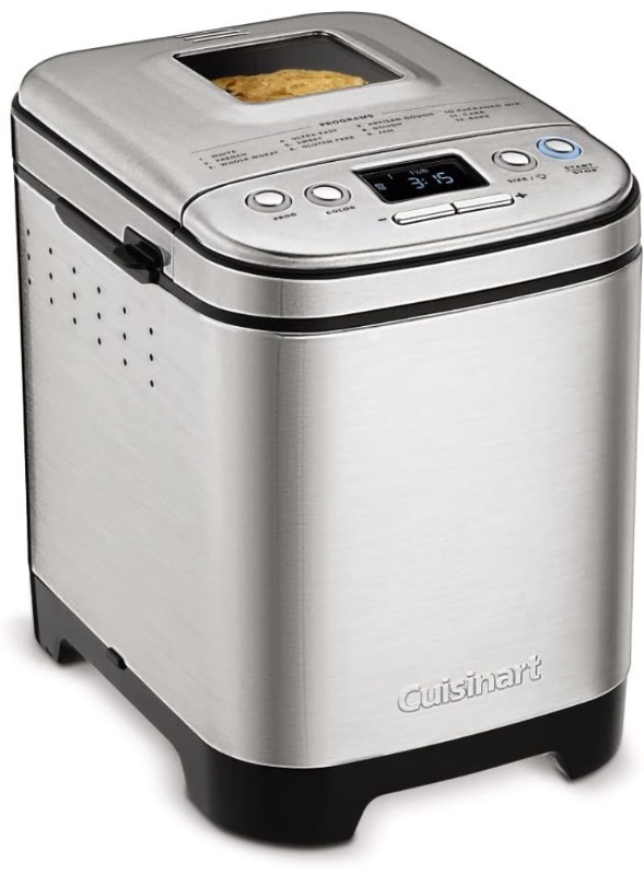 Photo 1 of ***Screw to lid is missing , Needs to be cleaned ***Cuisinart Bread Maker Machine, Compact and Automatic, Customizable Settings, Up to 2lb Loaves, CBK-110P1, Silver,Black