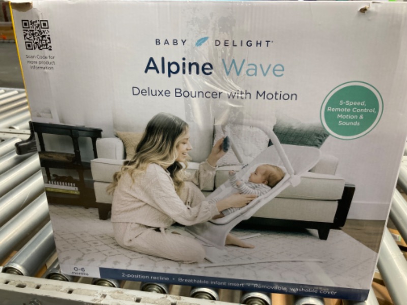 Photo 1 of Baby Delight Alpine Wave Deluxe Portable Bouncer | Automated Motion Baby Bouncer | Infants 0 – 6 Months | Driftwood Grey Deluxe, Driftwood Grey