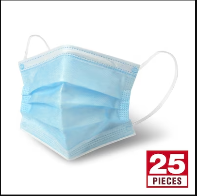 Photo 1 of 25-Pack Disposable Polypropylene Not Rated One Size Fits Most All- Purpose Face Mask (40 Pack Bundle)