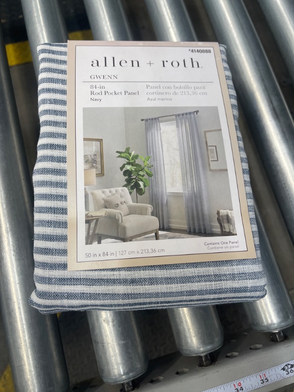 Photo 2 of allen + roth 84-in Navy Light Filtering Rod Pocket Single Curtain Panel