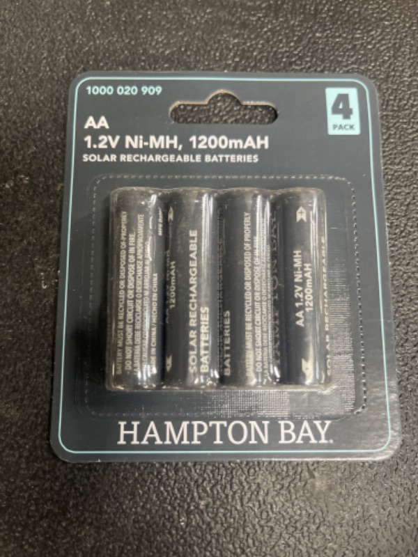 Photo 2 of Hampton Bay Nickel-Metal Hydride 1200mAh Solar Rechargeable AA Batteries (4-Pack)