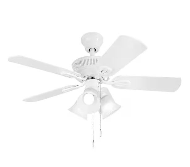 Photo 1 of Glendale III 42 in. LED Indoor White Ceiling Fan with Light and Pull Chains Included