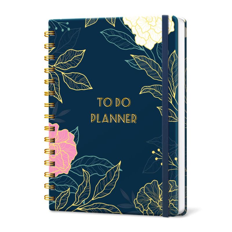 Photo 1 of *** BUNDLE X 2** Daily Agenda Planner Undated, To Do List Notebook, Spiral Appointment Organizer Notebook for Man/Women, Stylish Daily Notebook for School or Office Supplies, 6.1" x 8.5" (Indigo) Indigo A5