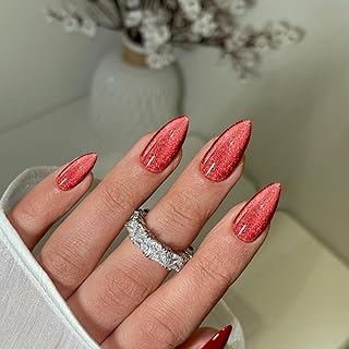 Photo 1 of *** BUNDLE X 2 *** Red Glitter Press on Nails Almond,Xcreando Fake Nails Glue on,Artificial Nails Medium Length,False Nails Acrylic Nails,Stick on Nails for Women in 24PCS
 
