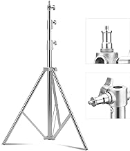 Photo 1 of Stainless Steel Heavy Duty Photography Tripod Light Stand, 9.19 Feet/2.8m Studio Lighting Tripod for Speedlight, Strobe Light, Softbox, Umbrella 9.19 Ft/2.8 M Stainless steel tripod